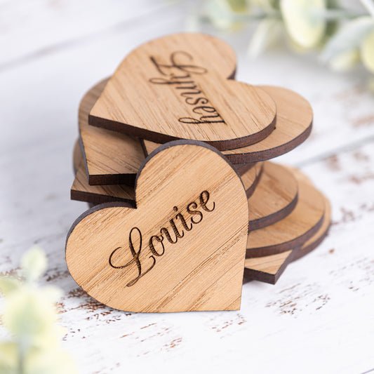 Personalised Wooden Name Hearts - Wedding Place Names