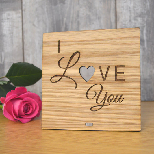 I Love You - Simple Romantic Valentines Day Wooden Plaque