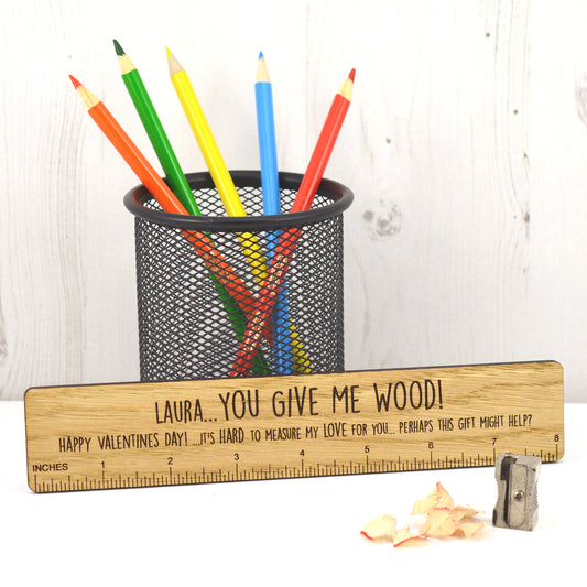 Rude Valentines Day Gift For Wife Girlfriend - Wooden Willy Measurer Ruler