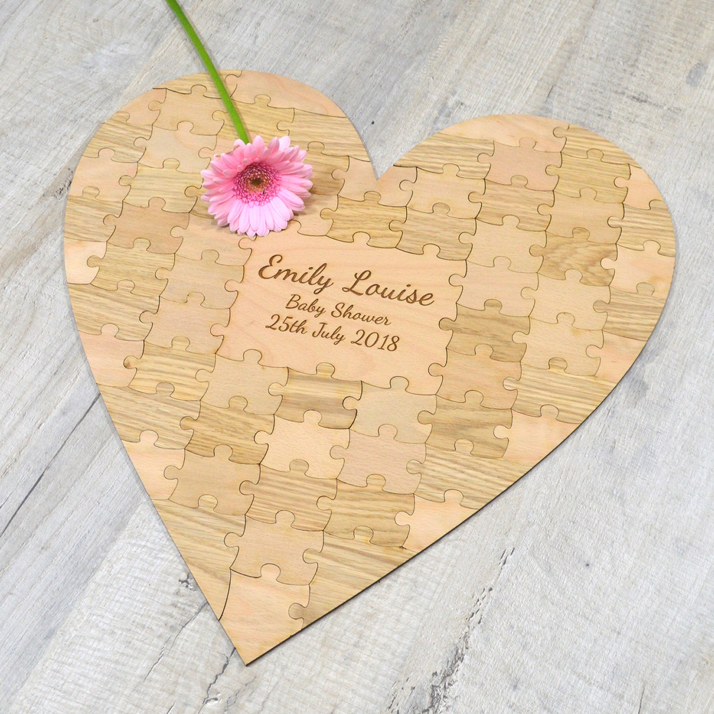 Baby Shower Guestbook - Personalised Heart Shaped Jigsaw Puzzle