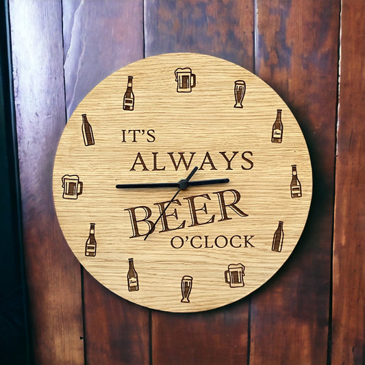 It's Always Beer O'Clock - Wooden Wall Clock