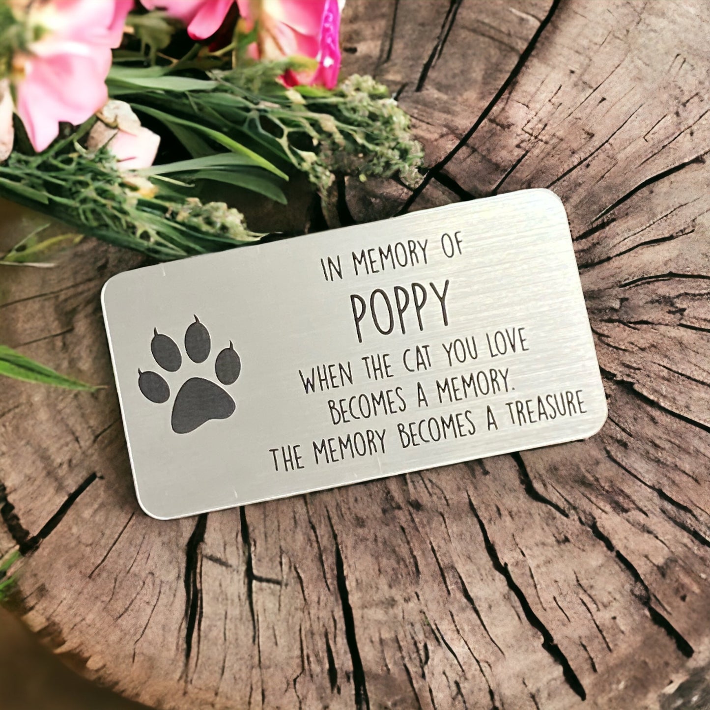 Engraved Memorial Plaque For Pet Cat - For Bench, Grave Marker Or Tree