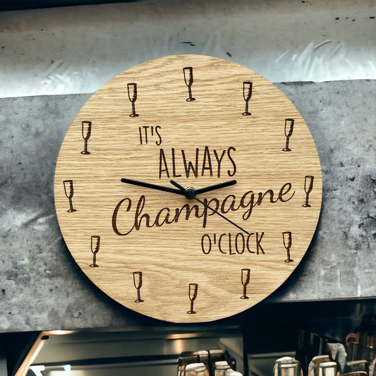 It's Always Champagne O'Clock - Wooden Wall Clock