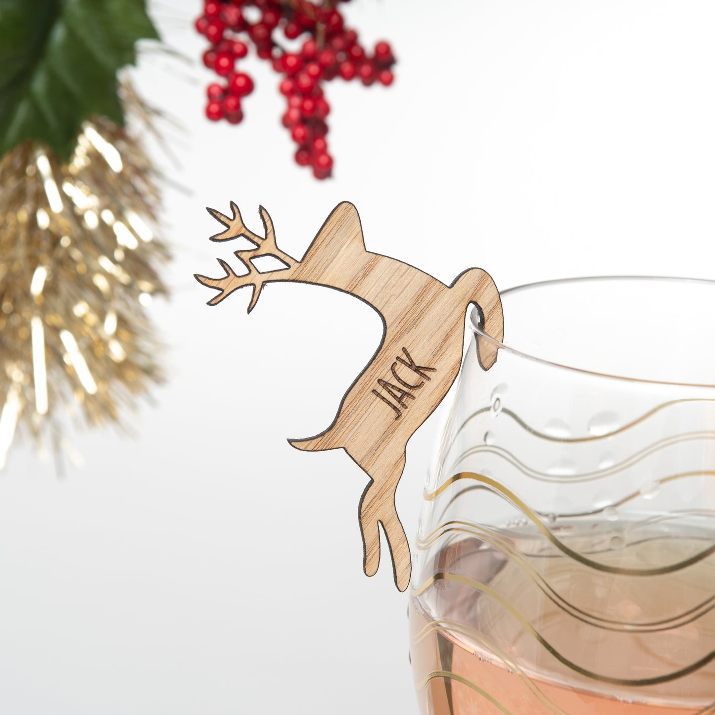 Personalised Christmas Reindeer Wine Glass Charms
