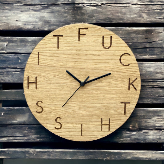 FU*K THIS SH*T - Rude Wooden Wall Clock