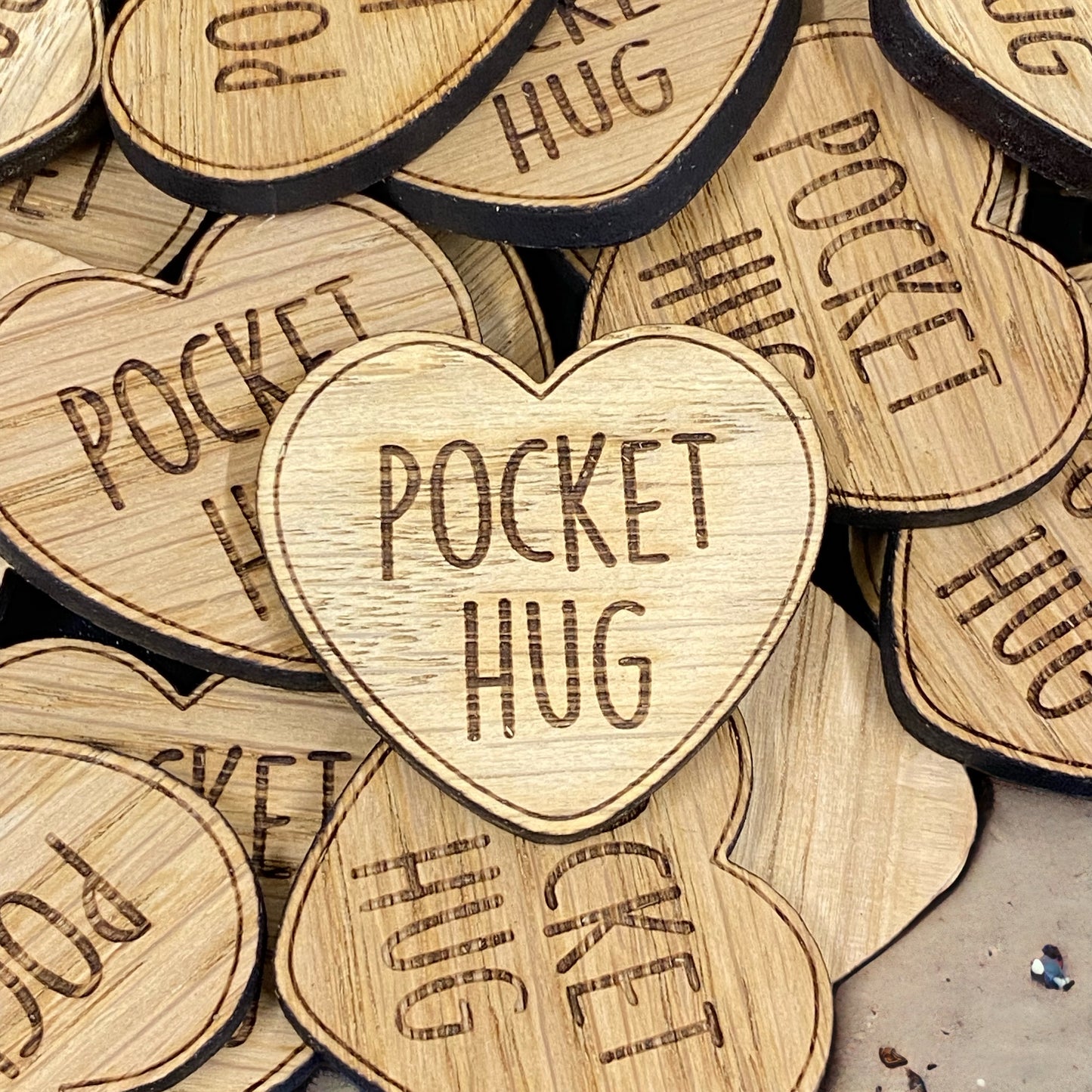 Little Wooden Pocket Heart Shaped Hug Tokens - Bulk Wholesale