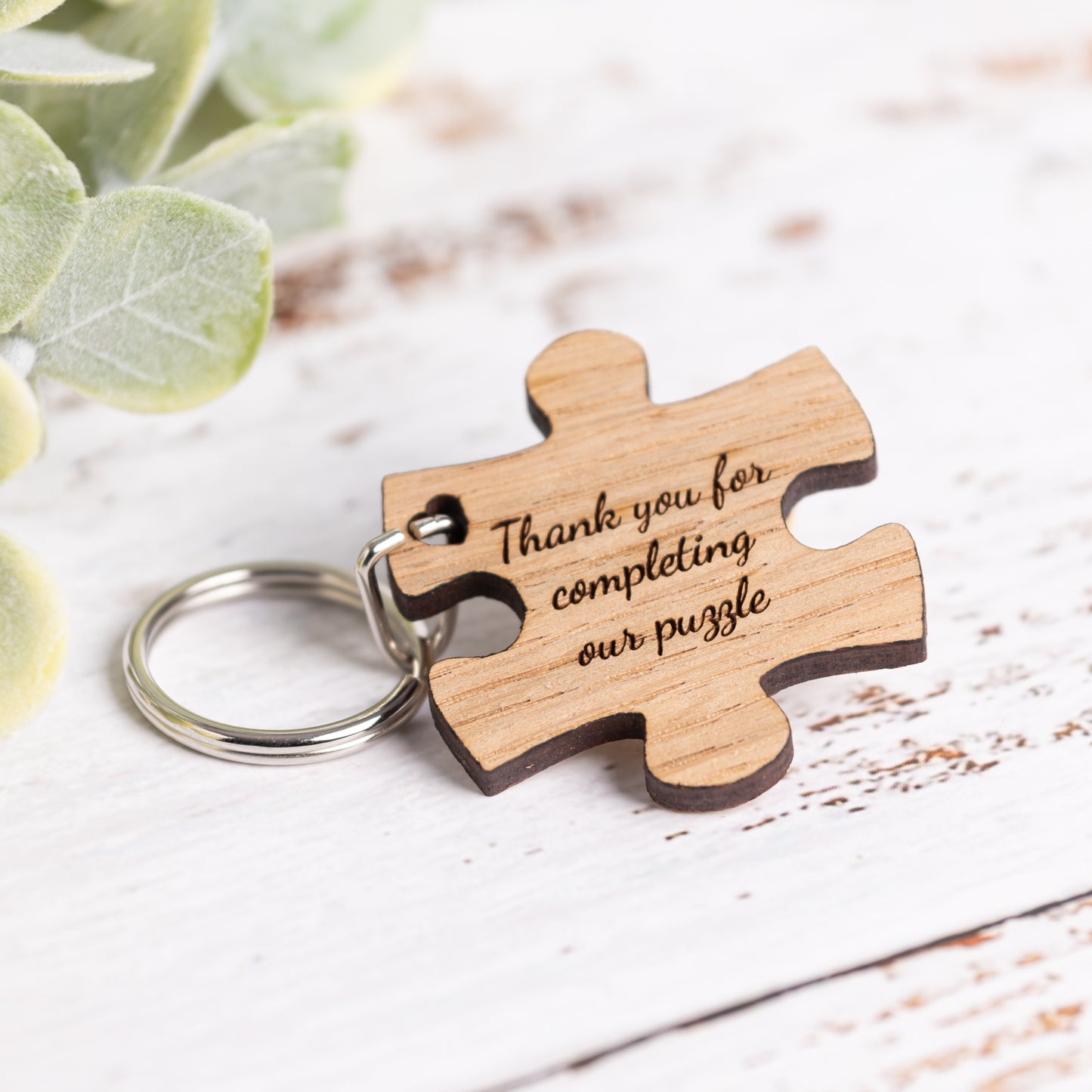 Jigsaw Puzzle Keyring - Wooden Wedding Favours