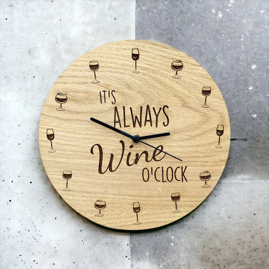 It's Always Wine O'Clock - Wooden Wall Clock
