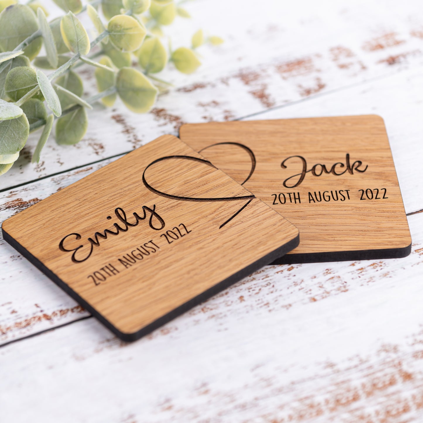 Personalised Wooden Wedding Anniversary Coaster Set