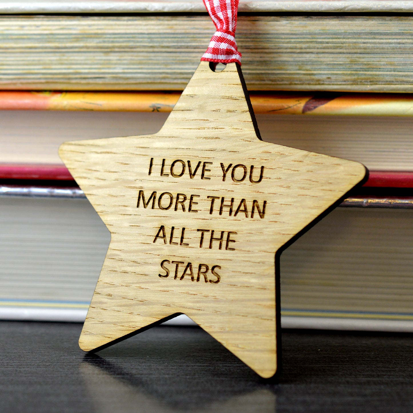 I Love You More Than All The Stars - Personalised Wooden Star - Valentine's Day Plaque