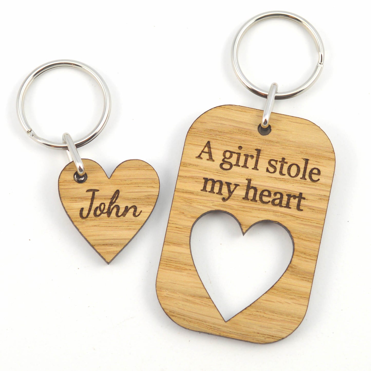 A GIRL Stole My HEART - Valentines Day Keyring Set Gift For Girlfriend / Wife