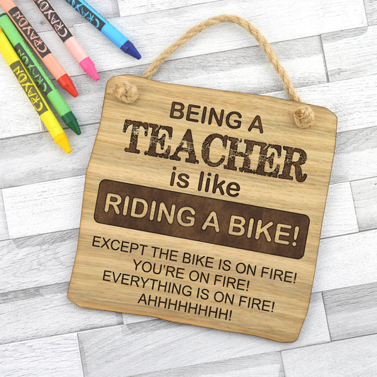 Ridiculously Silly Funny Teacher Gift - Teaching Is Like Riding a Bike - Personalised End Of Term Thank You Leaving Present Idea