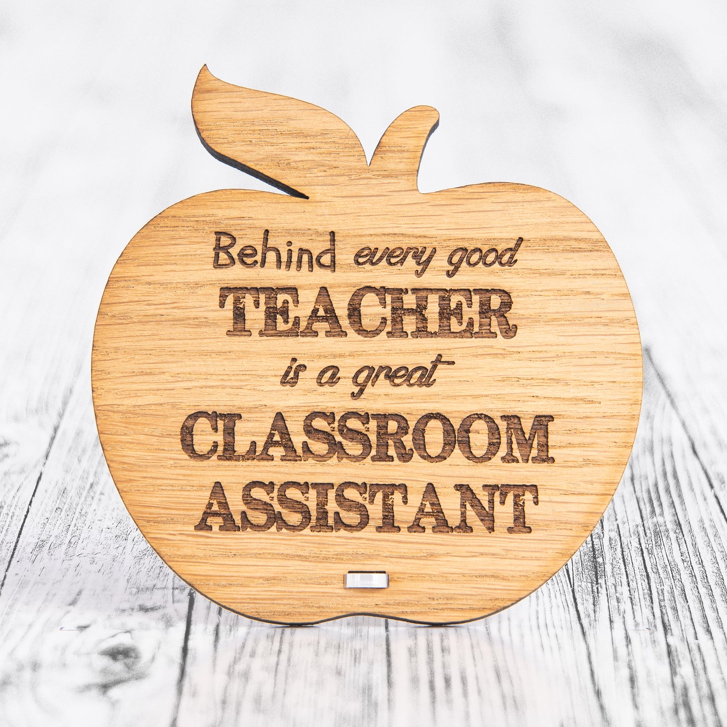 Personalised Classroom Assistant Gift - Wooden Apple Thank You Sign - End Of Term Present For Teaching Assistant