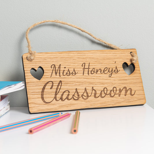 Personalised Wooden Teacher Gift - Classroom Door Sign - Thank You Present