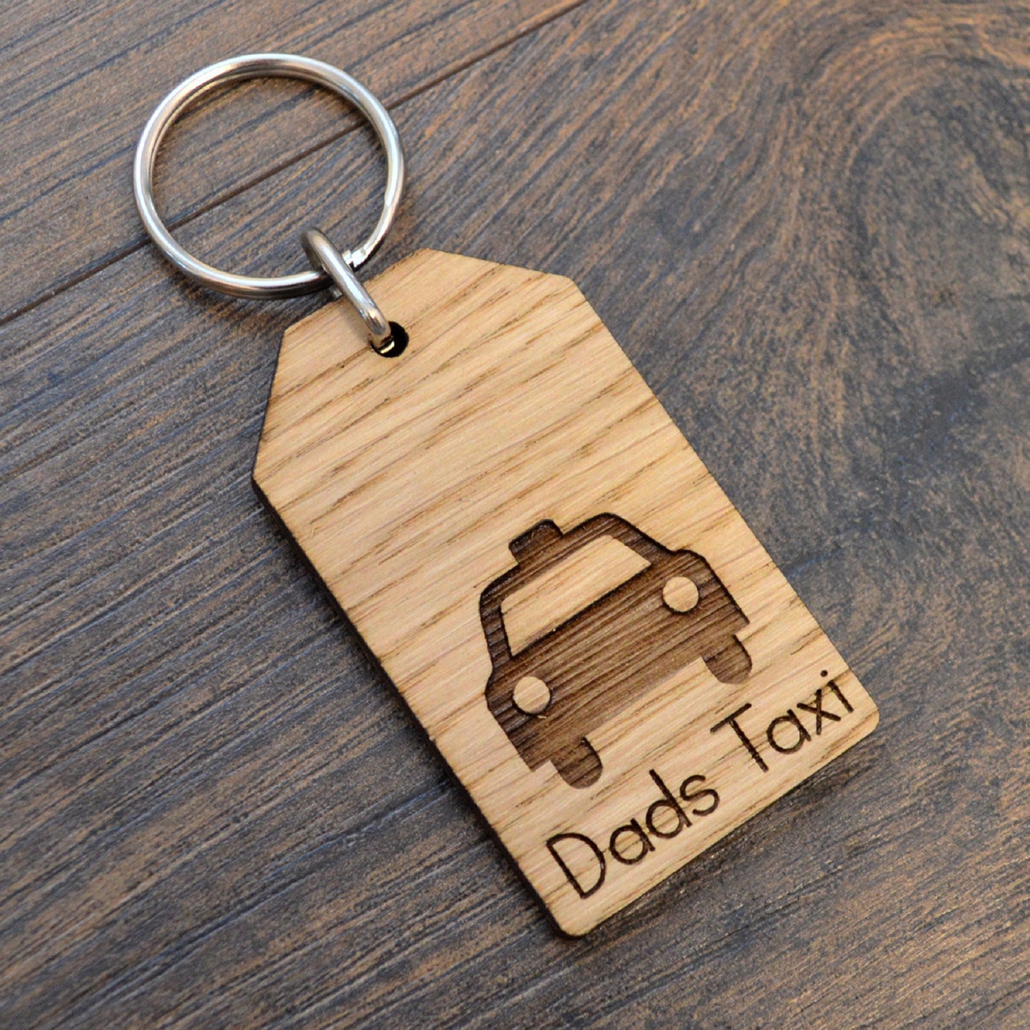 Dads Taxi - Engraved Wooden Keyring Gift For Dad - Funny Dad's Taxi Fathers Day Present