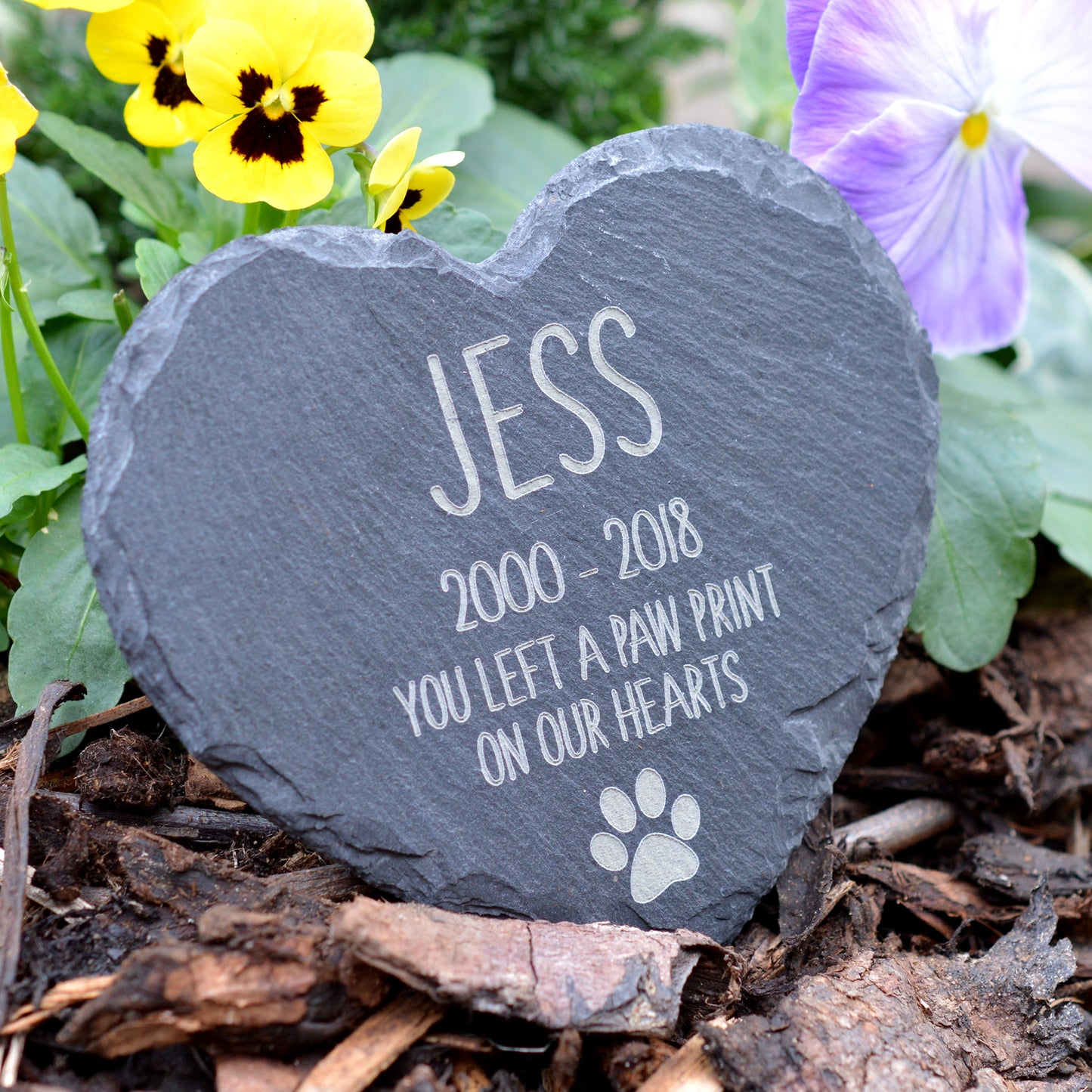 Memorial Plaque For Pet Dog - Personalised Dogs Grave Stone Personalized Heart Slate Marker