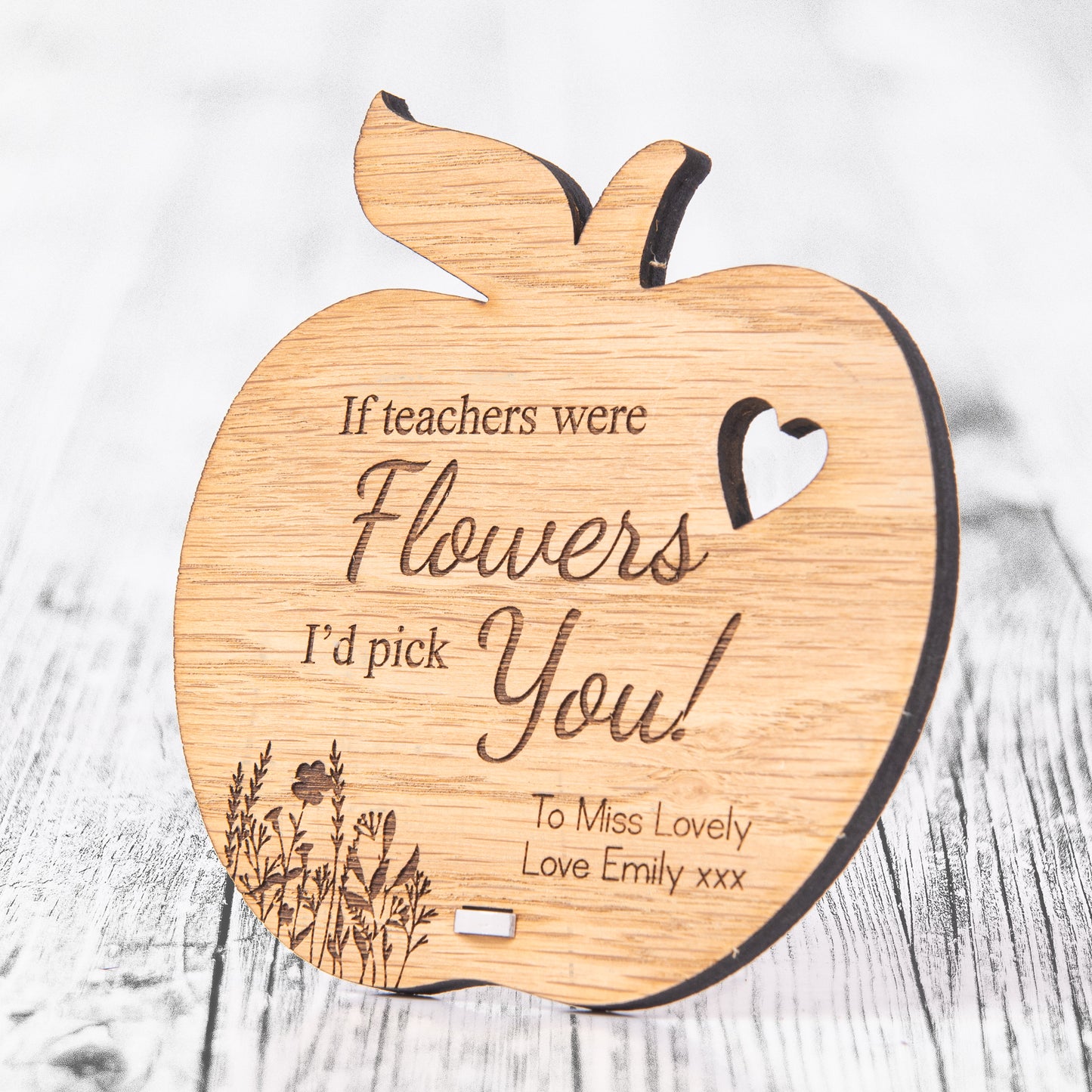 Personalised Teacher Gift - If Teachers Were Flowers I'd Pick You - Wooden Thank You Plaque