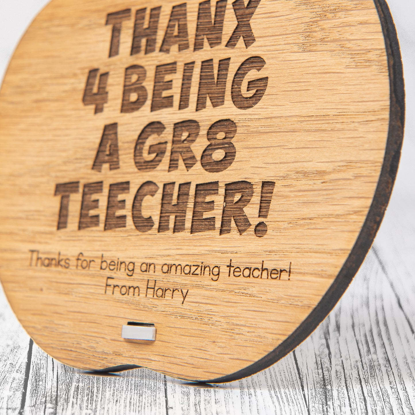 Funny Thank You Gift for Teacher - Personalised Spelling Mistake Sign - Humorous Apple Plaque