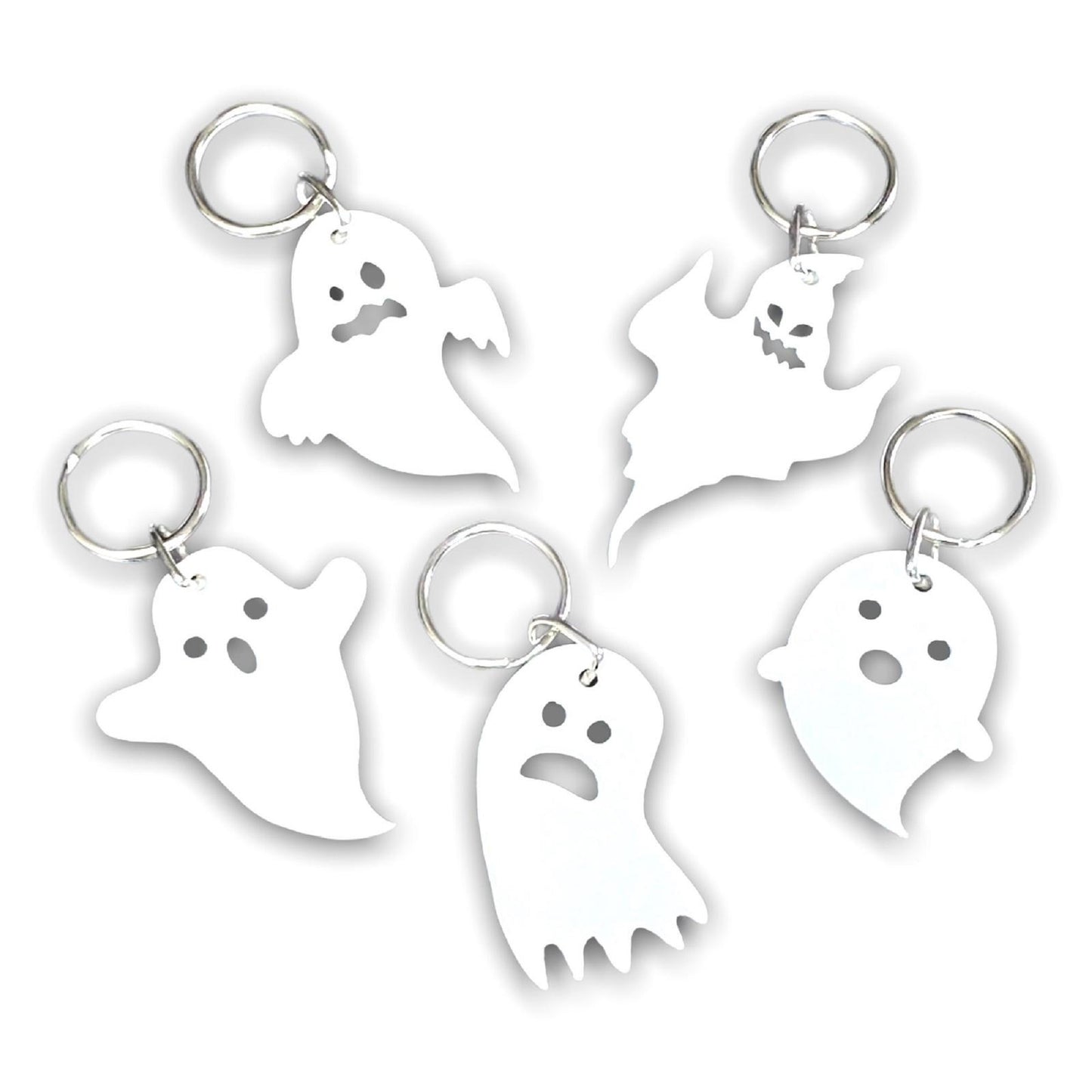 Ghost Keyrings Halloween Party Bag Fillers - Set of 5, Trick Or Treat Gifts, Spooky Keyring Filler Gift