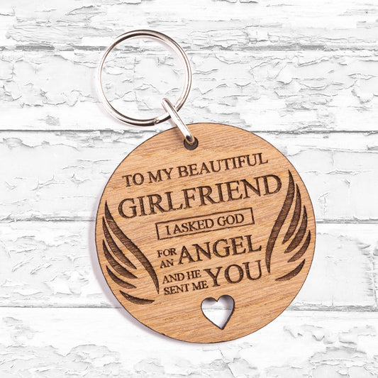 I Asked God For An Angel Keyring - Cheesy Romantic Valentine's Day Gift For Girlfriend