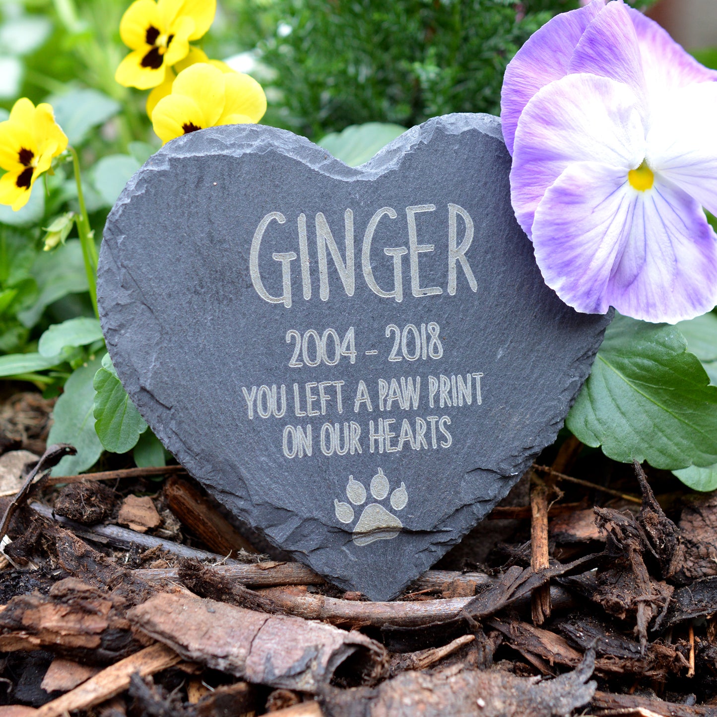 Memorial Plaque For Pet Cat - Personalised Cats Grave Stone Personalized Heart Slate Marker