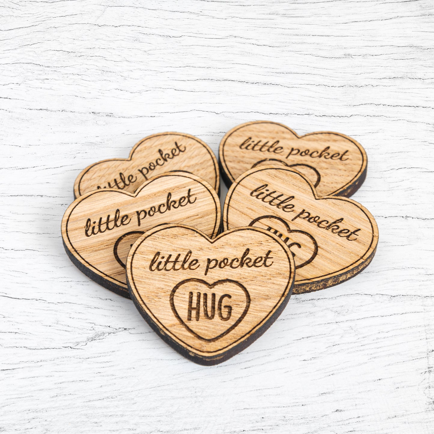 Little Wooden Pocket Heart Shaped Hug Tokens - Bulk Wholesale