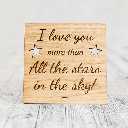 I Love You More Than All The STARS IN THE SKY - Wooden Valentine's Day Plaque