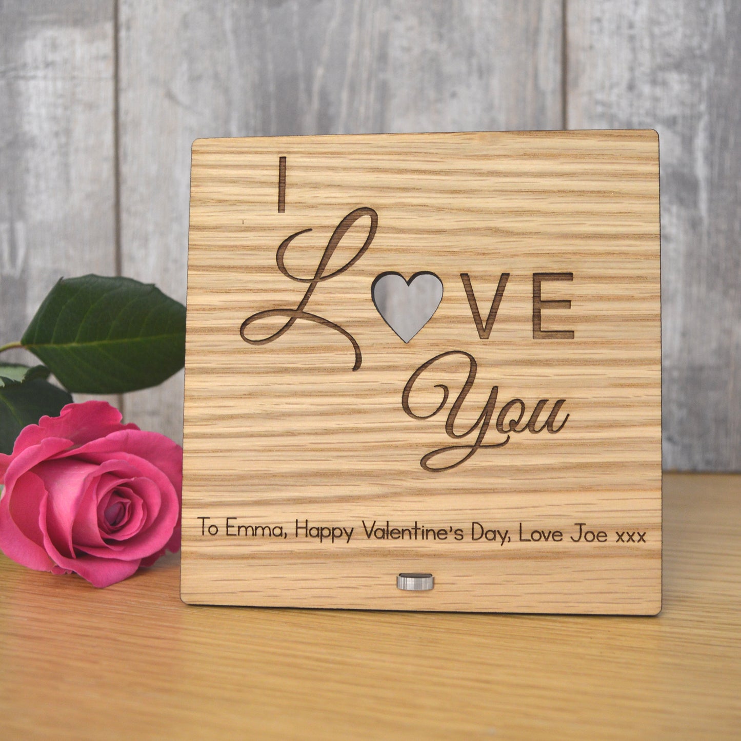 I Love You - Simple Romantic Valentines Day Wooden Plaque