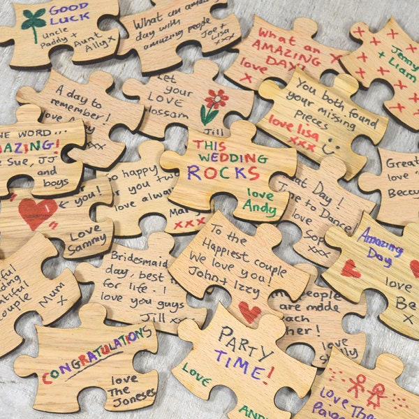 Wedding Guestbook - Personalised Heart Shaped Jigsaw Puzzle