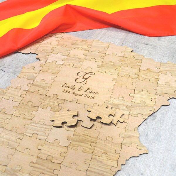 Personalized Country Shaped Wooden Jigsaw Puzzle Guestbook - Personalised All Countries Location Wedding