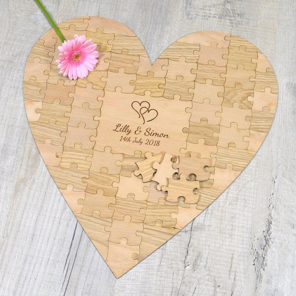 Wedding Guestbook - Personalised Heart Shaped Jigsaw Puzzle