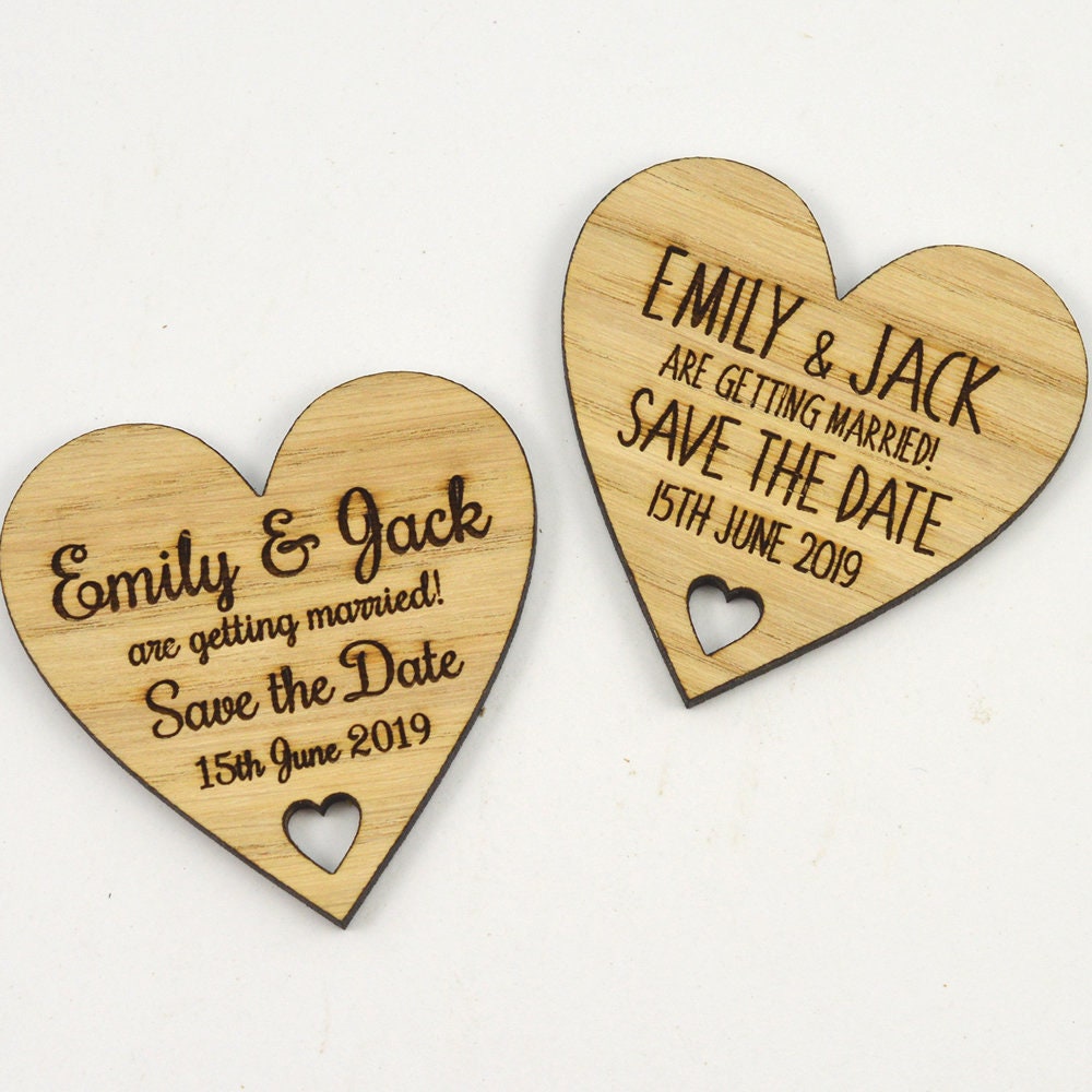 Wedding Save The Date Magnets Personalised Wooden Heart Shaped Fridg Pretty Personalised 9609