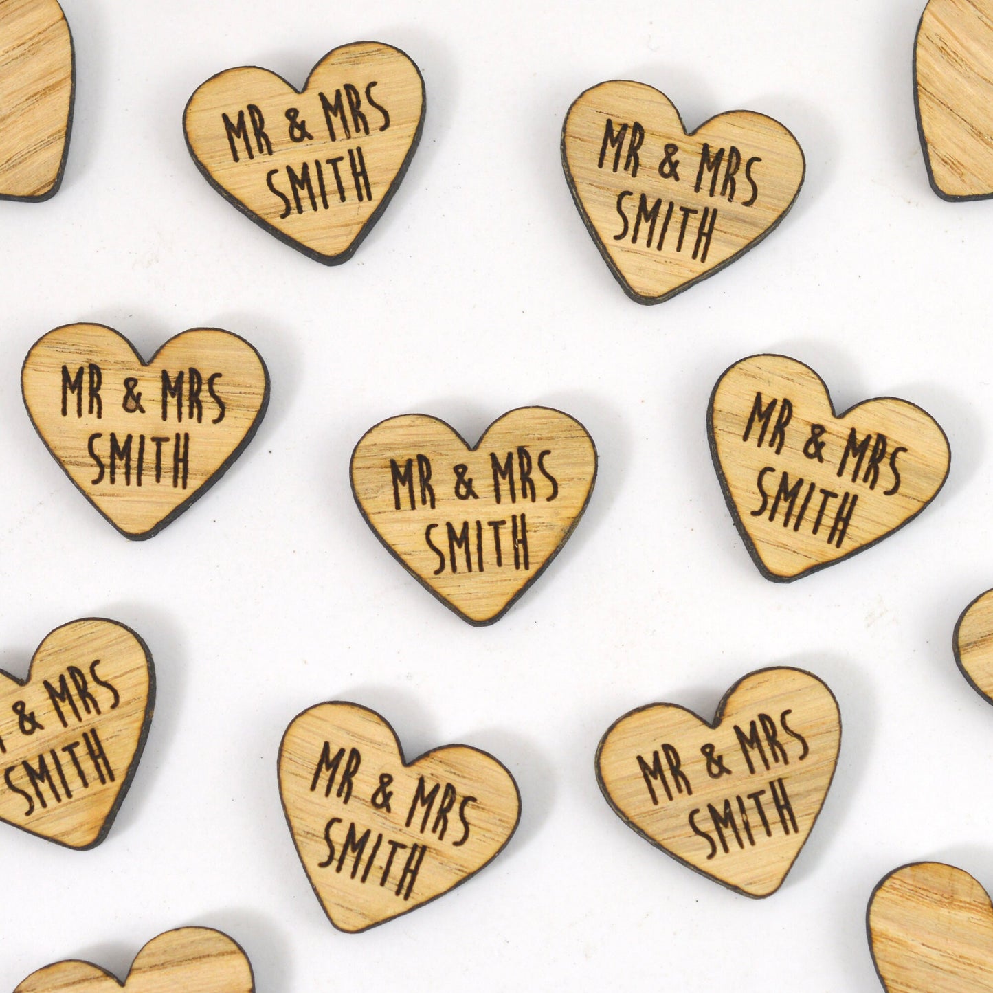 Personalised Rounded Heart Shaped Wooden Wedding Table Confetti