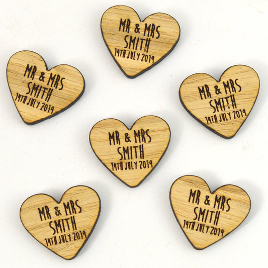 Personalised Rounded Heart Shaped Wooden Wedding Table Confetti