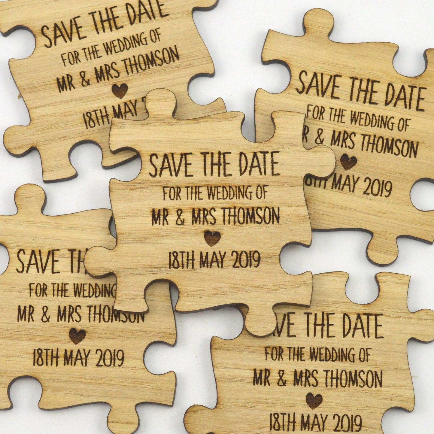 Wedding Save The Date Magnets - Personalised Wooden Jigsaw Puzzle Pieces