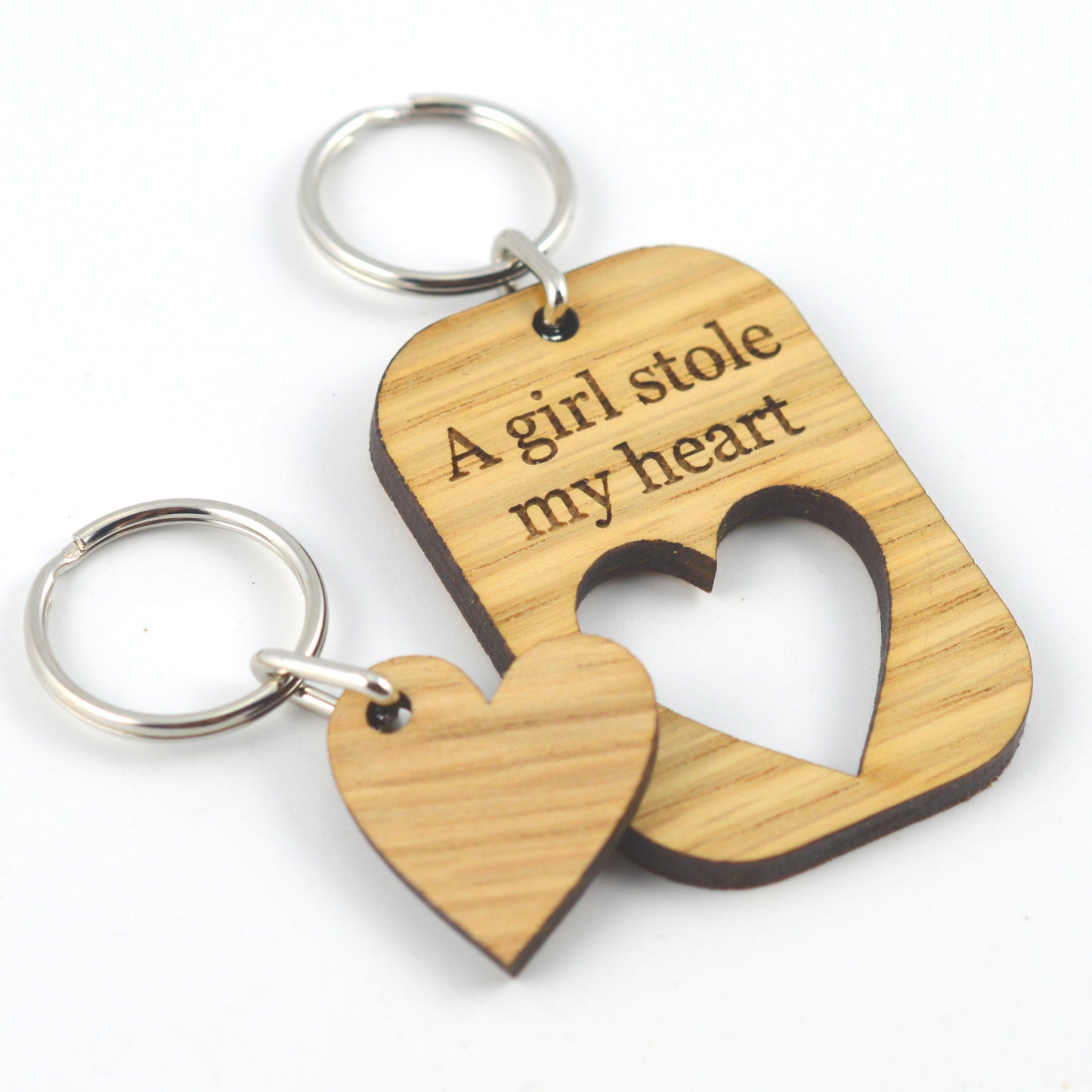A GIRL Stole My HEART - Valentines Day Keyring Set Gift For Girlfriend / Wife