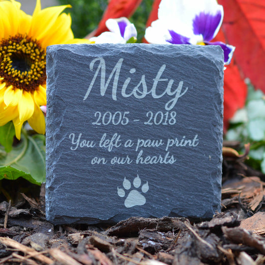 Square Gravestone For Pet Cat - Personalised Memorial Plaque Cats Grave Stone Personalized Slate Marker Gift