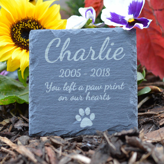 Square Gravestone For Pet Dog - Personalised Memorial Plaque Dogs Grave Stone Personalized Slate Marker Gift