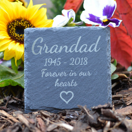Square Memorial Slate Sympathy Bereavement Gift - Personalised Engraved Gravestone Marker Plaque Personalized Headstone Grave Stone