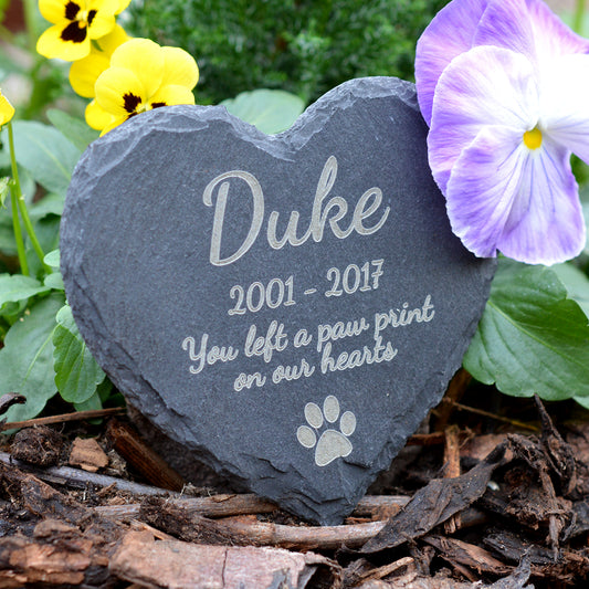 Memorial Plaque For Pet Dog - Personalised Dogs Grave Stone Personalized Heart Slate Marker