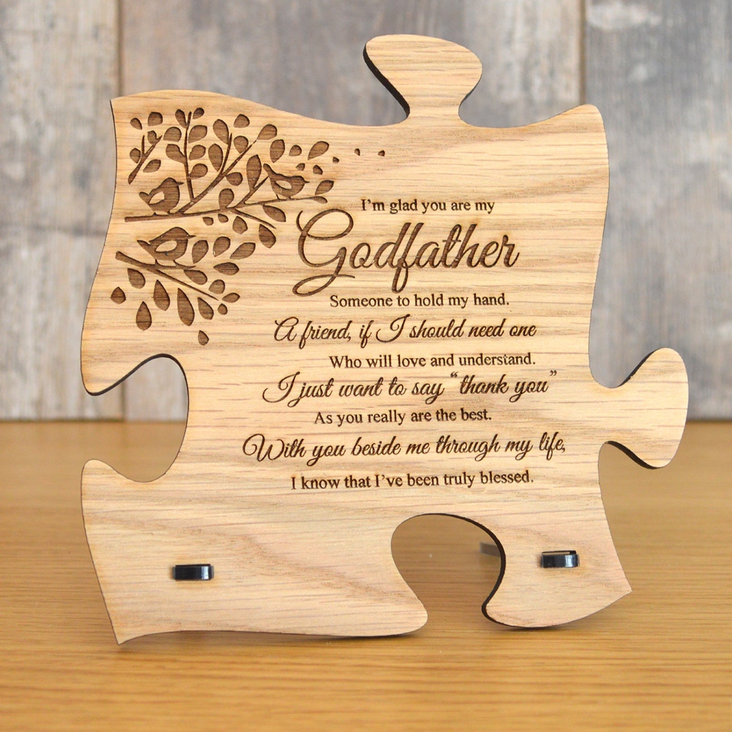 Unique Gift For Godfather - Personalised Wooden Jigsaw Puzzle Plaque