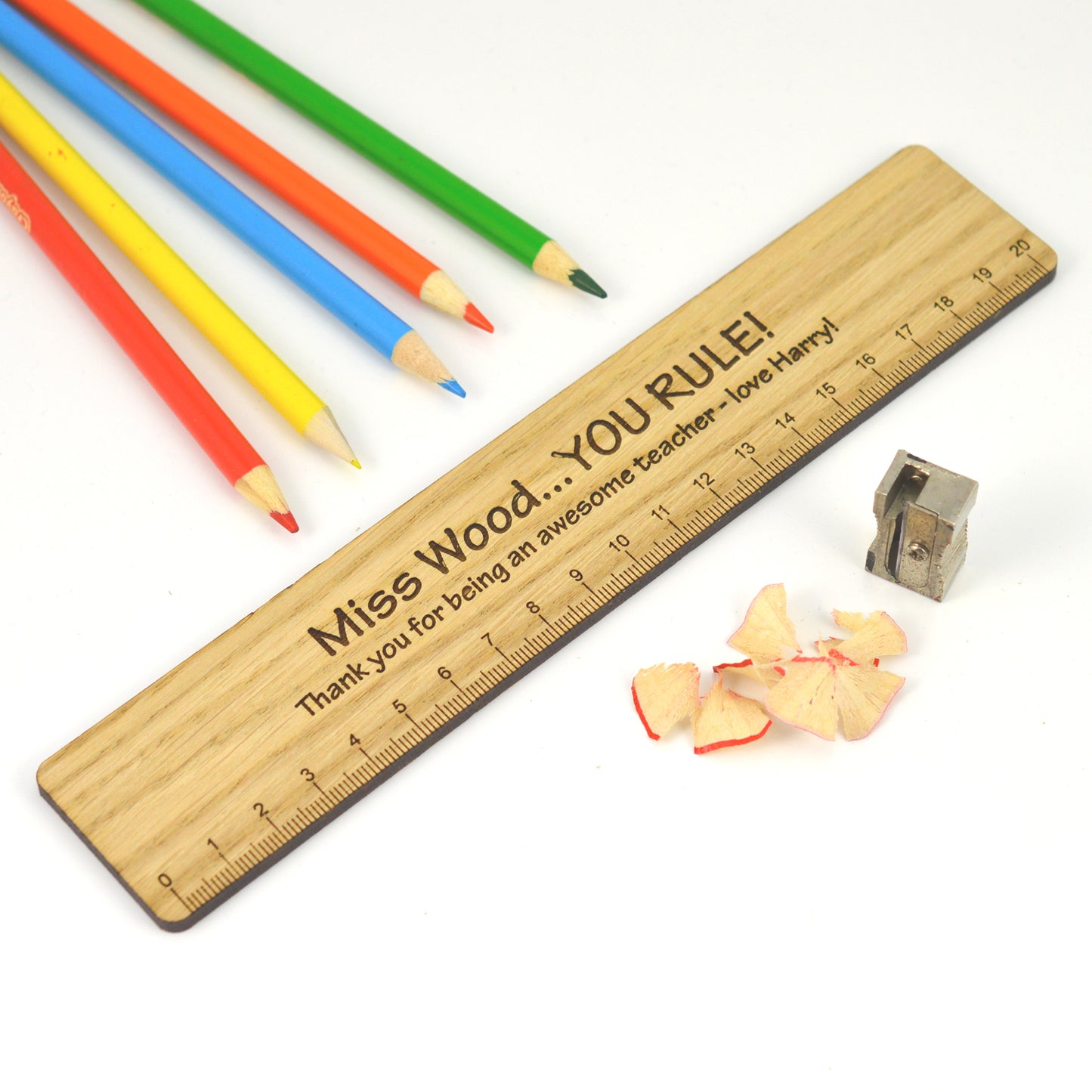 Personalised Wooden Thank You Ruler For Teacher - End Of Term "You Rule" Engraved Teacher Appreciation Present