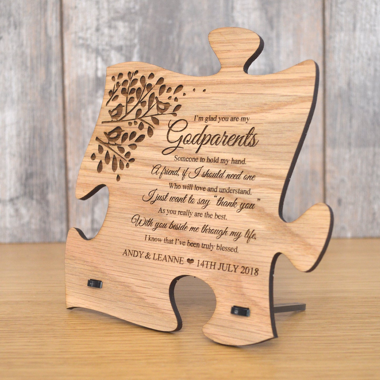 Unique Gift For Godmother - Personalised Wooden Jigsaw Puzzle Plaque