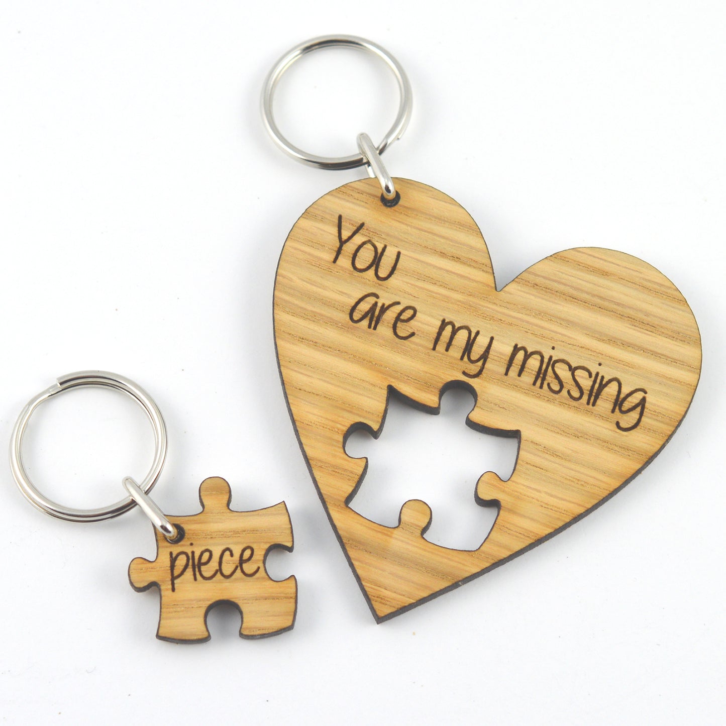 You Are My Missing Piece Keyring Set - Personalised Heart Shaped Jigsaw Puzzle Valentines Gift