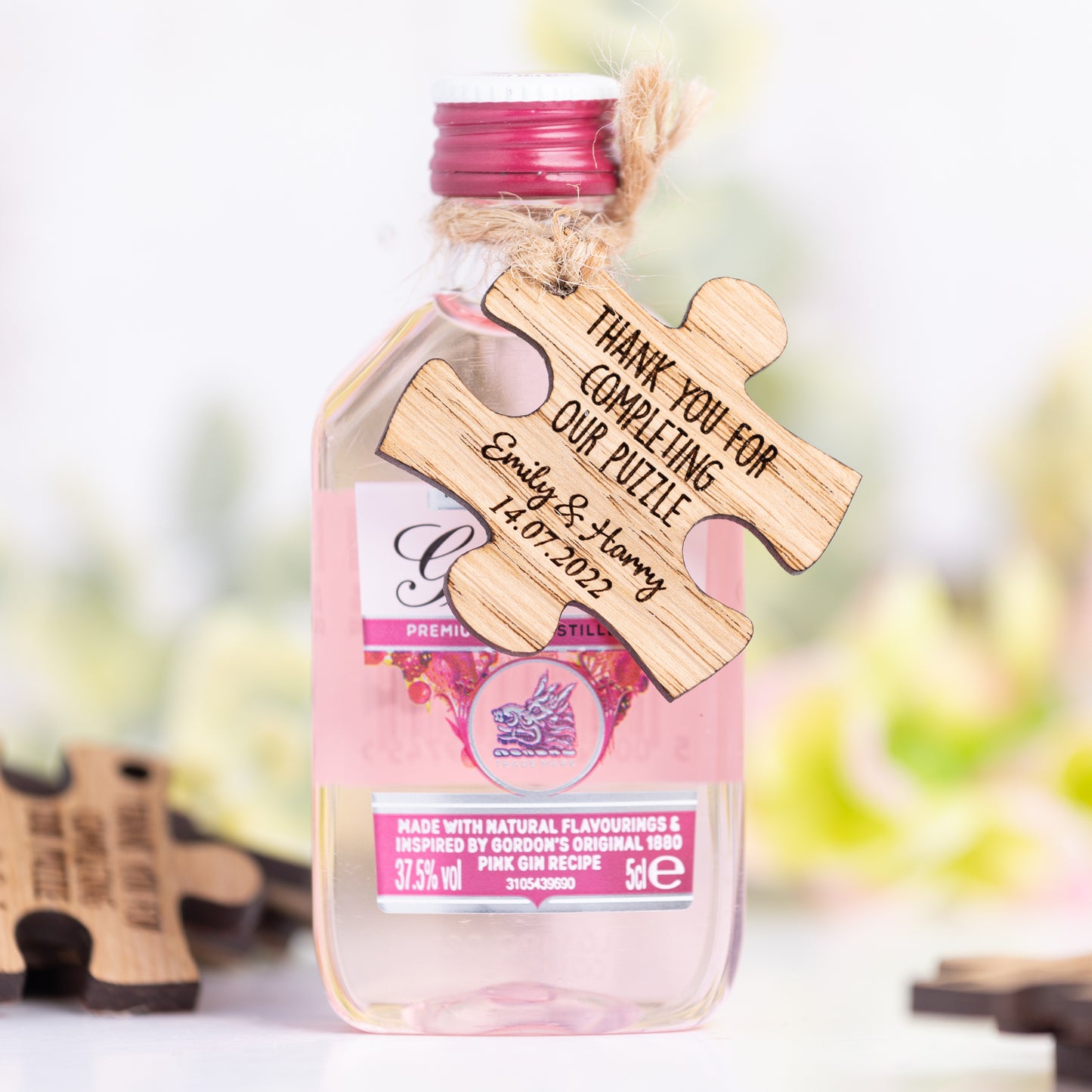 Personalised Wooden Wedding Favour Jigsaw Puzzle Piece Tags