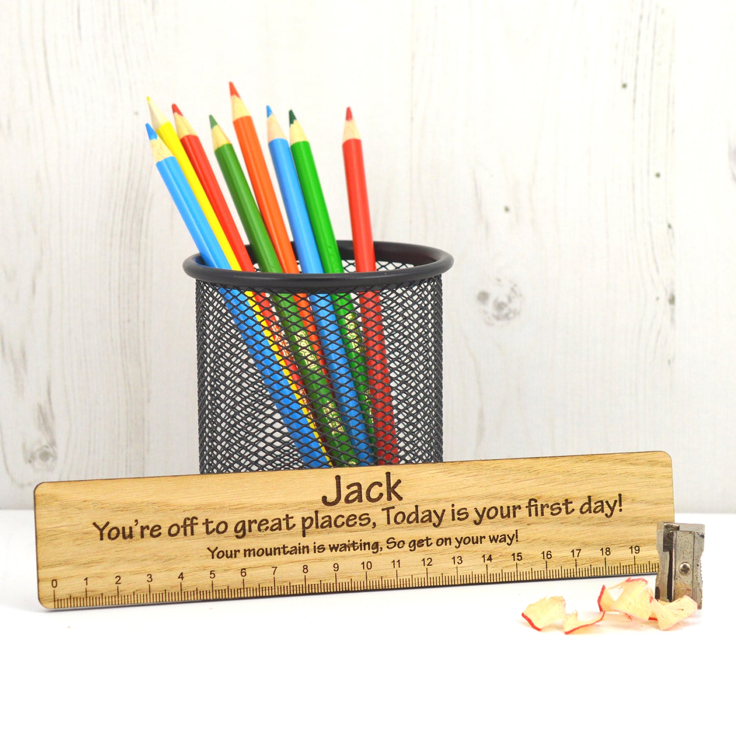 First Day At School Gift - Personalised Wooden Ruler - Personalized Elementary School Keepsake For Grandchild Son Daughter
