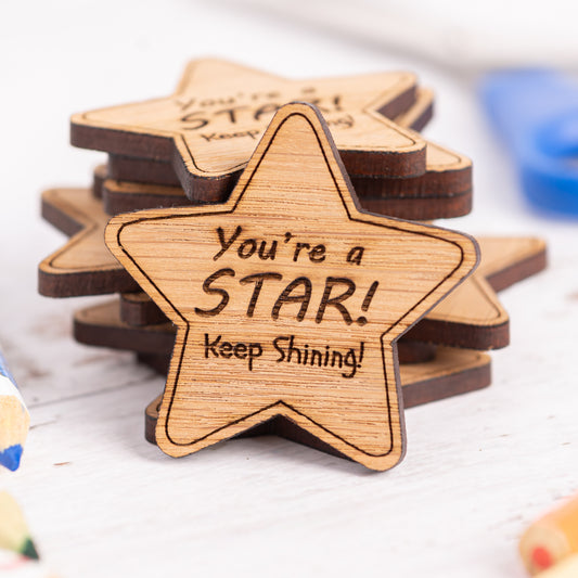 Wooden Star - Personalised Teacher Pupil Gifts