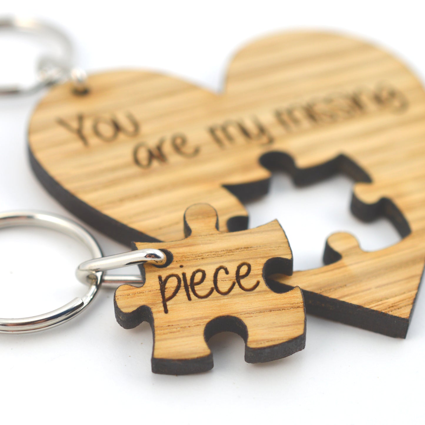 You Are My Missing Piece Keyring Set - Personalised Heart Shaped Jigsaw Puzzle Valentines Gift