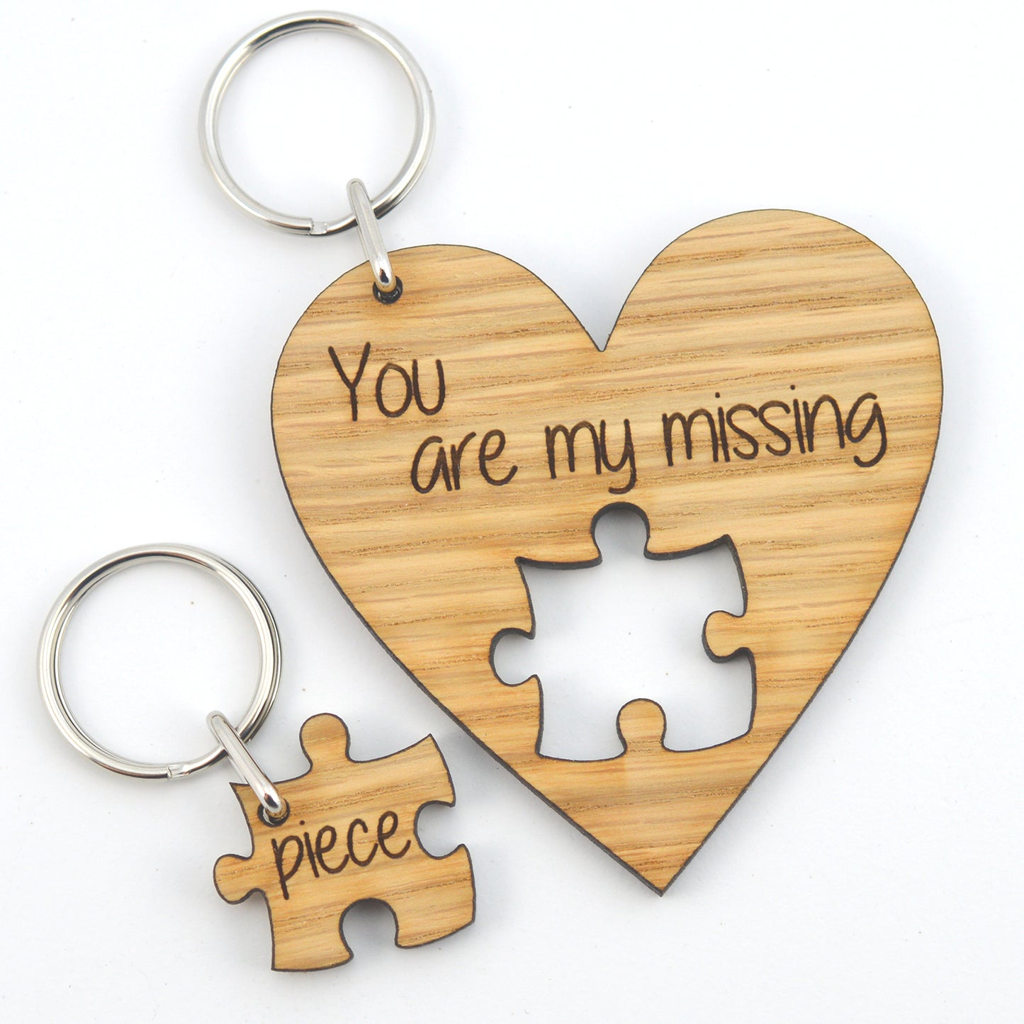 You Are My Missing Piece Keyring Set - Personalised Heart Shaped Jigsaw Puzzle Valentines Gift