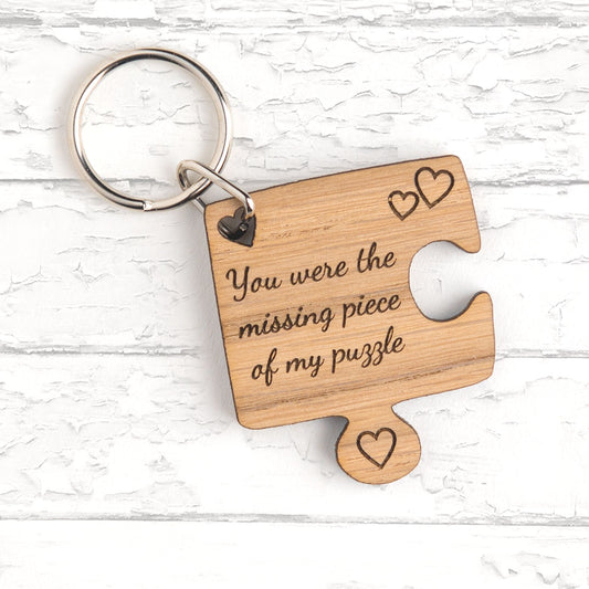You WERE The MISSING Piece Of My Puzzle - Jigsaw Keyring Valentines Day Gift